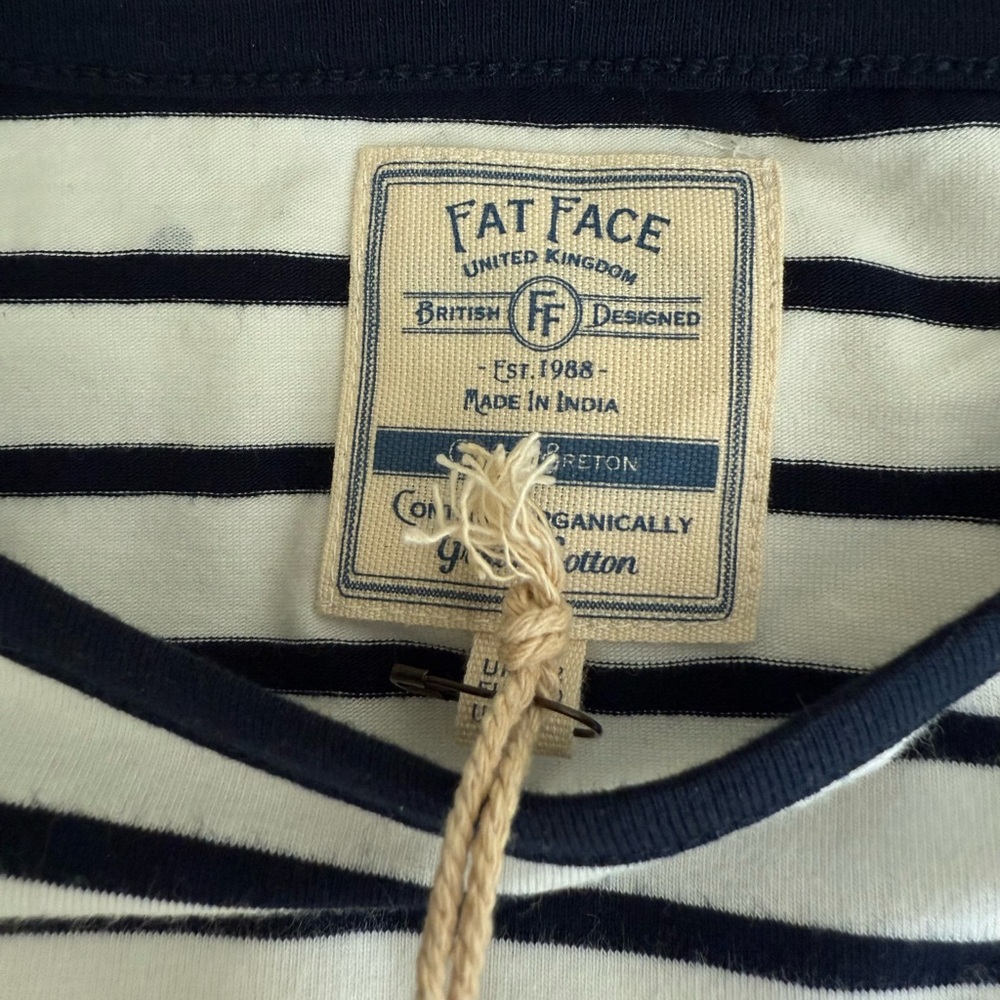 Fat Face NWT Navy blue and White cotton Breton with blue & red polka dots - Picture 5 of 6